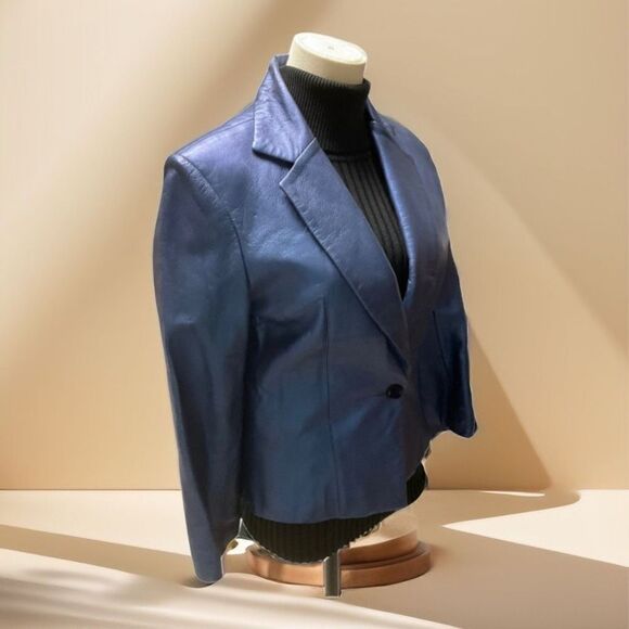 Michael Hoban North Beach Authentic Vintage Women’s Leather Blazer Jacket 1980’s - Picture 9 of 12